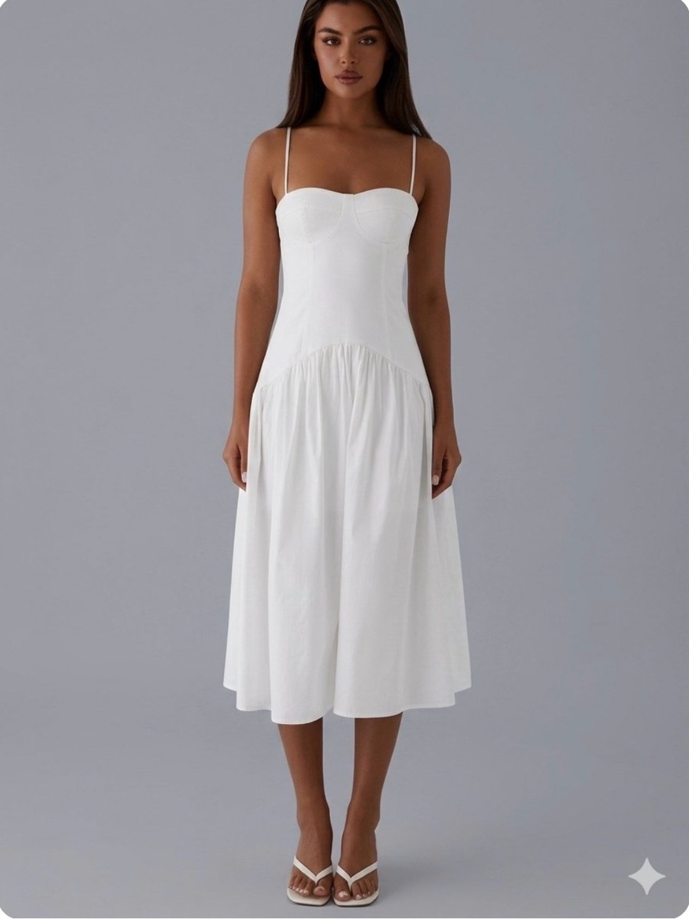 NWT Peppermayo Yvette Corset Midi Dress - White Size 6